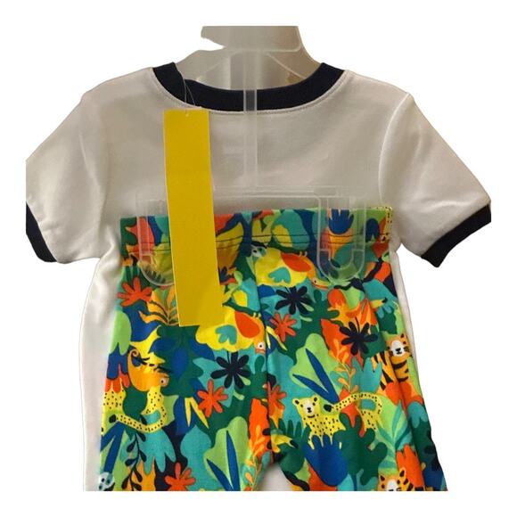 Old Navy White & Blue Born To Be Wild Jungle Graphic Pajama Set 18-24 Month New - Picture 5 of 6